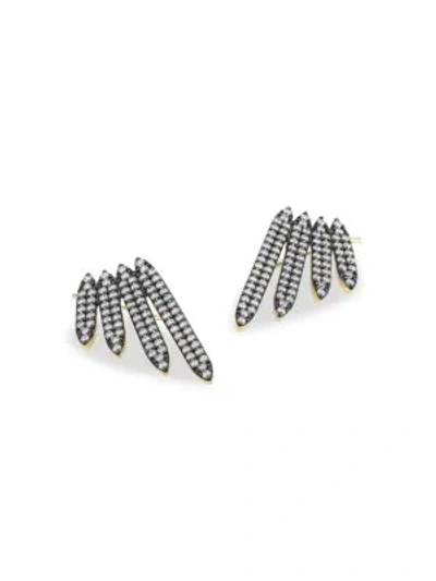 Adriana Orsini Ruthenium-plated & Cubic Zirconia Wing Climber Earrings In Gold