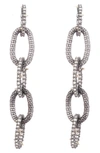 Alexis Bittar Crystal-encrusted Chain Link Linear Earrings In Black