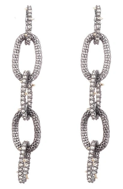 Alexis Bittar Crystal-encrusted Chain Link Linear Earrings In Black