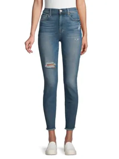 7 For All Mankind High-waist Skinny Jeans In Blue