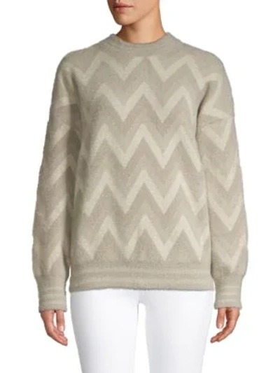 Allison New York Chevron Long-sleeve Sweater In Grey