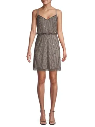 Adrianna Papell Embellished Blouson Dress In Grey