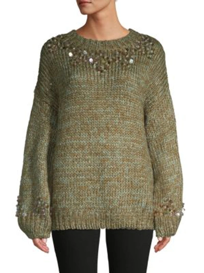 Allison New York Sequin-embellished Crewneck Sweater In Green