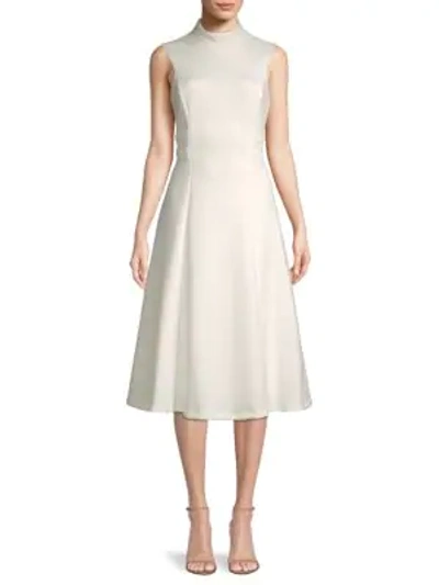 Calvin Klein Fit &amp; Flare Sleeveless Dress In Cream
