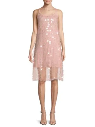 Avantlook Embellished Lace Shift Dress In Pink