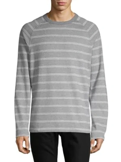 Hugo Striped Cotton Long-sleeve Sweatshirt In Grey