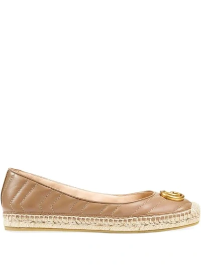 Gucci Women's Pilar Double G Leather Espadrille Flats In Dusty Pink Leather