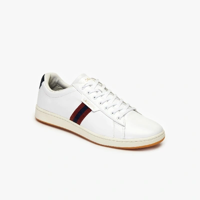 Lacoste Men's Carnaby Evo Tricolor Leather Sneakers In Wht/nvy/red