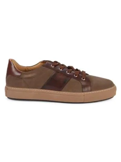 Di Bianco Lace-up Suede & Leather Sneakers In Brown Multi