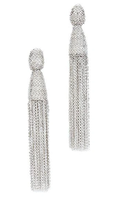 Oscar De La Renta Classic Chain Tassel Earrings In Silver