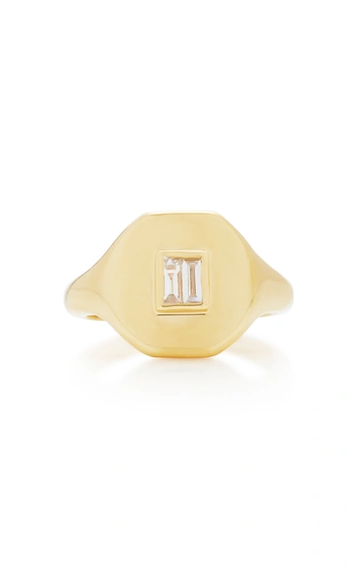 Shay Essential Pinky Ring With Baguette Diamond Center In Yellow