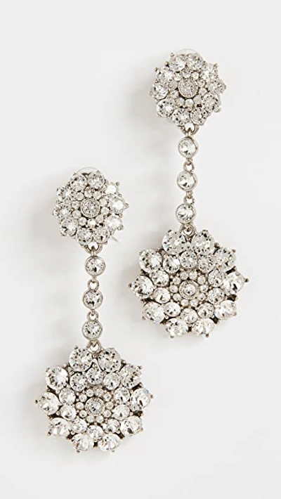 Oscar De La Renta Classic Jeweled Swarovski Crystal Drop Earrings In Silver