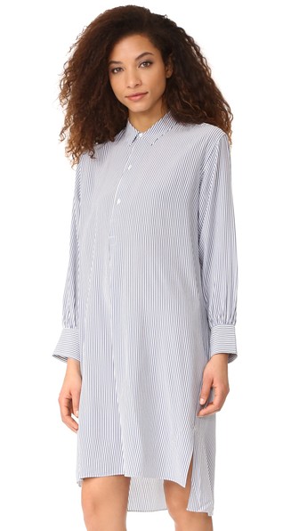Nili Lotan Ambra Dress In White Blue Stripe | ModeSens
