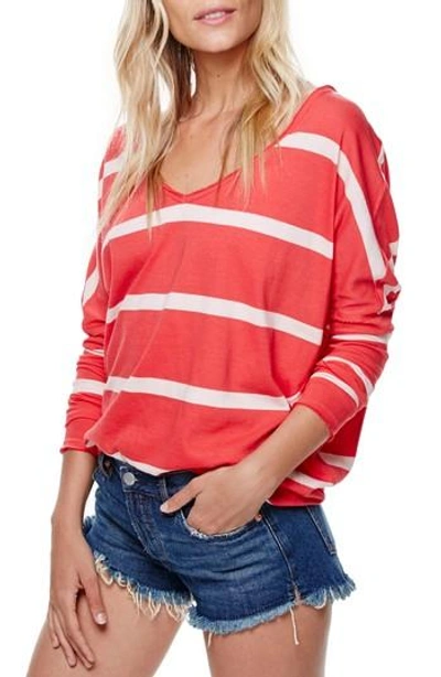 Free People Upstate Stripe Tee In Red