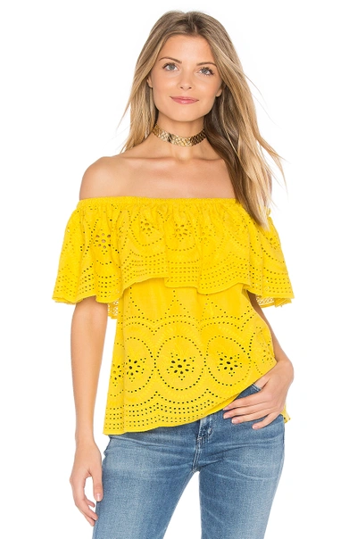 Cupcakes And Cashmere Davy Flounce Blouse In Yellow