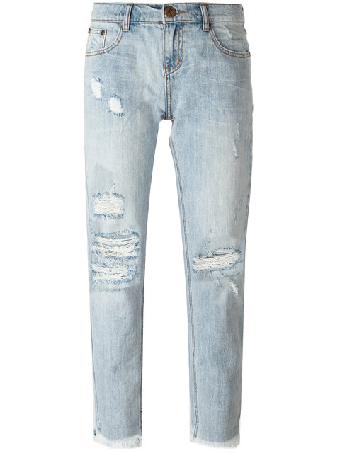 One Teaspoon Cropped Distressed Jeans | ModeSens