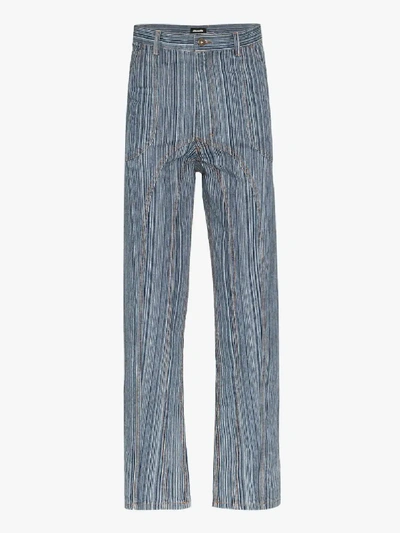 Ahluwalia Striped Straight Leg Jeans In Blue