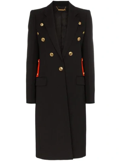 Givenchy Contrast Martingale Button Detail Coat In Black