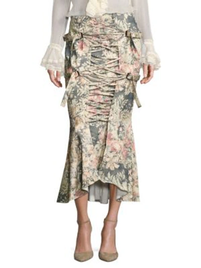 Zimmermann Cavalier Strapped Floral Skirt In Smoke Floral