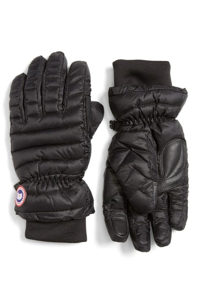 Canada Goose Lightweight Quilted Down-filled Gloves In Black