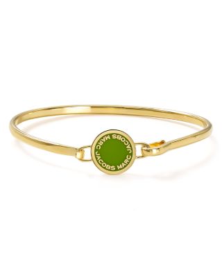 Marc Jacobs Logo Disc Hinge Bracelet In Gold/green | ModeSens