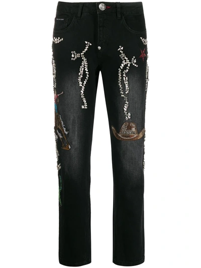 Philipp Plein Cowboy Boyfriend-fit Jeans In Black