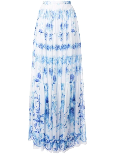 Ingie Paris High-waist Floral Pleated Skirt In Blue