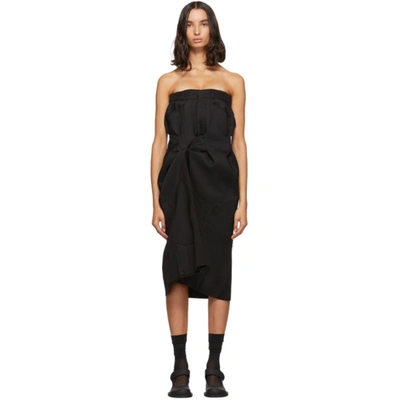 Maison Margiela Strapless Draped Midi Dress In Black