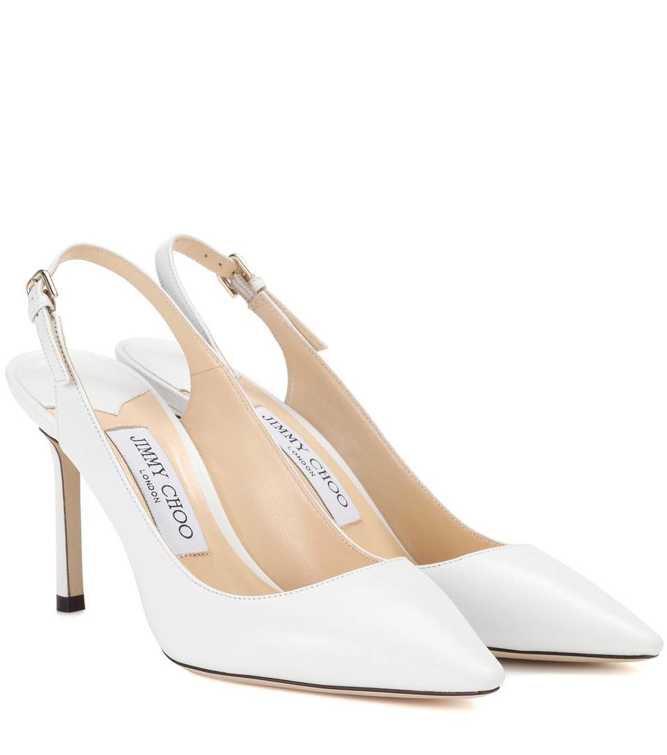 Jimmy Choo Erin 85 Leather Slingback Pumps In Optic White | ModeSens