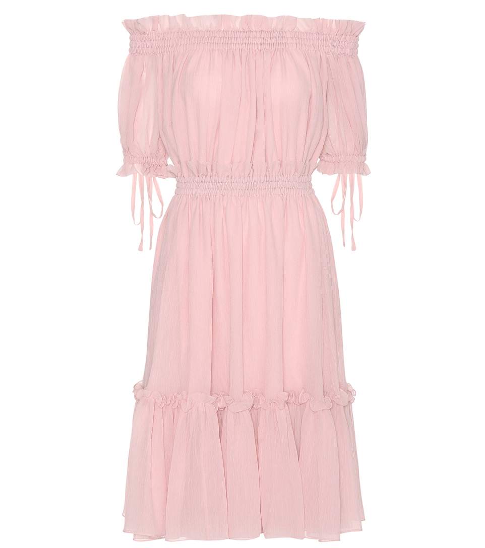 Alexander Mcqueen Cotton And Silk CrÊpe Off-the-shoulder Dress In ...