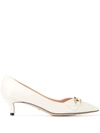 Gucci Women's Mid-heel Leather Pumps In White