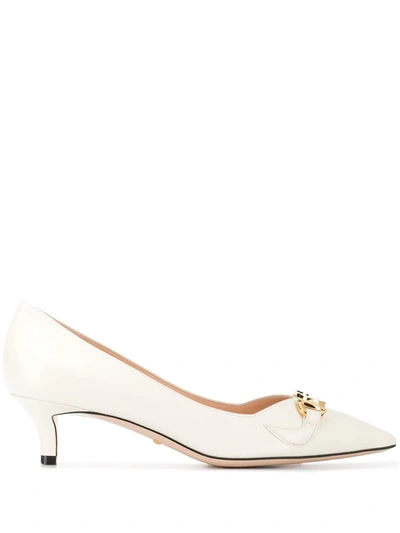 Gucci Women's Mid-heel Leather Pumps In White