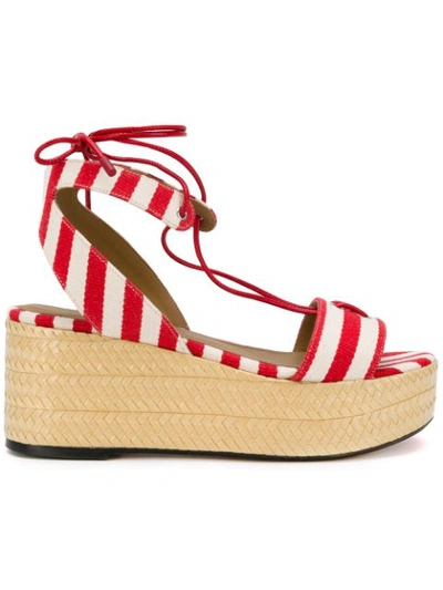 Sonia Rykiel Striped Platform Sandals In Red