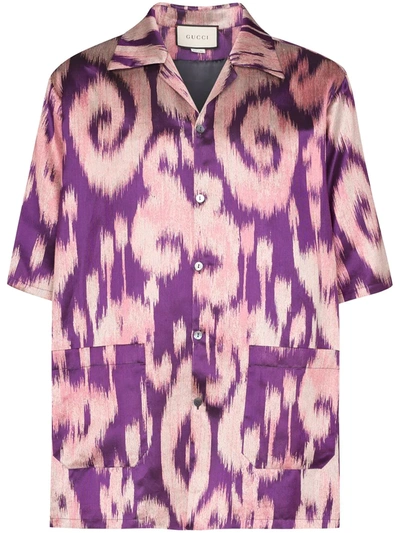 Gucci Retro Swirl Jacquard Oversize Bowling Shirt In Multicolor