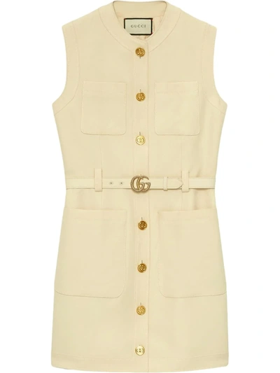 Gucci Cady Silk Wool Vest With Double G In White