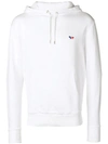 Maison Kitsuné Long Sleeve Tricolor Fox Patch Hoodie In White