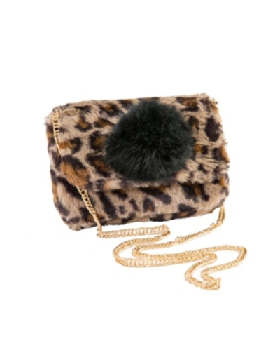 Area Stars Faux Fur Bag With Pom Pom Detail In Brown