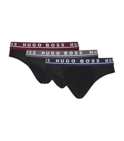 Hugo Boss Black Stretch-cotton Briefs - Set Of Three