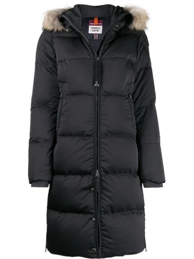 Parajumpers Skimaster Fur Trim Down Coat In Black