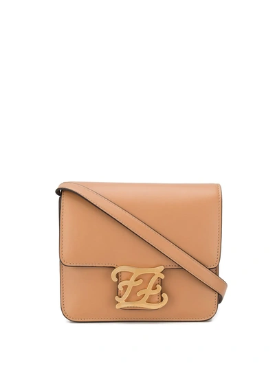 Fendi Small Karligraphy Crossbody Bag In Saddle Brown