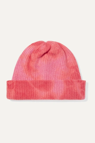 The Elder Statesman Tie-dyed Ribbed Cashmere Beanie In Pink