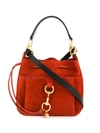 See By Chloé Tony Small Suede And Textured-leather Bucket Bag In Faded Red/gold