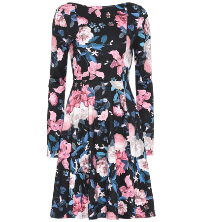 Erdem Martina Floral Ponte Jersey Dress In Black