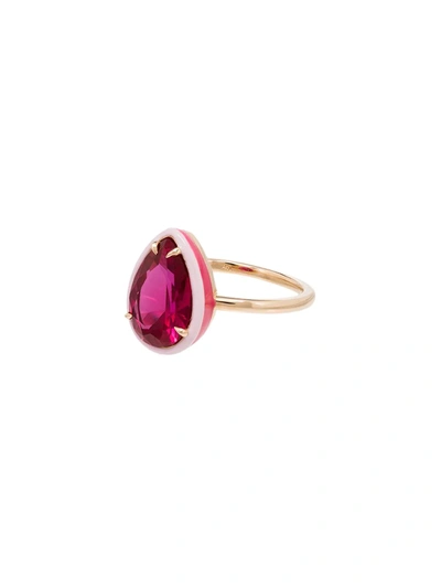 Alison Lou Cocktail 14-karat Gold, Enamel And Ruby Ring In Red