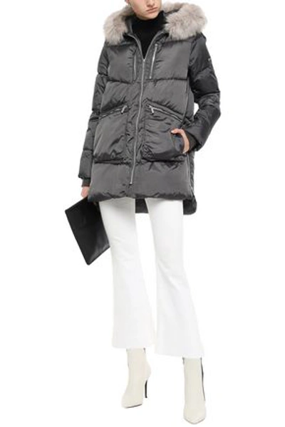 Dkny Faux Fur-trimmed Quilted Shell Hooded Coat In Anthracite | ModeSens