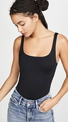 Good American Sleeveless Square Neck Tank Bodysuit In Black