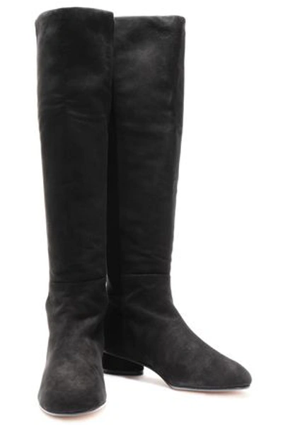 Stuart Weitzman Eloise 30 Suede Knee Boots In Black
