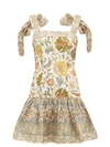 Zimmermann Edie Ruffled Printed Linen Mini Dress In Cream Paisley