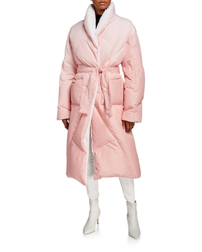 Khrisjoy Long Puffer-coat Robe In Light Pink