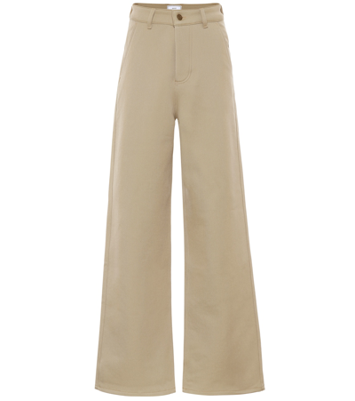 Ami Alexandre Mattiussi High-rise Wide-leg Drill Pants In Beige